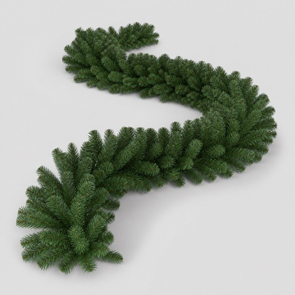 Boa de sapin artificiel vert de 270 cm sur fond gris clair
