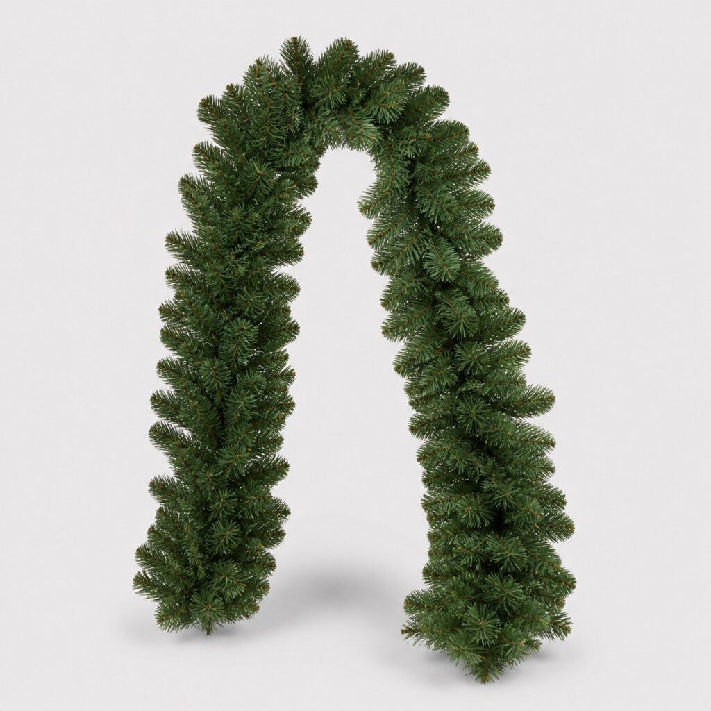 Boa de sapin artificiel vert sapin mat de 180 cm sur fond gris clair