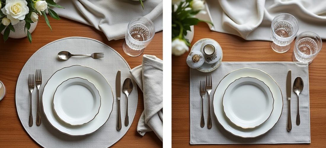 découvrez comment la forme de votre set de table, rond ou rectangulaire, influence le dressage de votre table et sublime votre décoration.